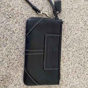 Coach Black leather wristlet